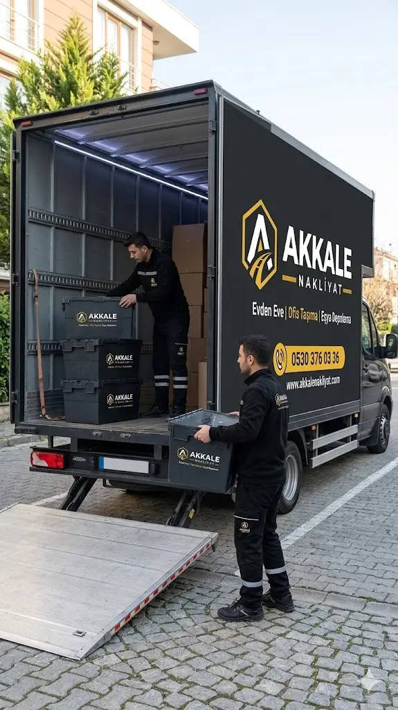 Akkale ekibi markalı kasaları lift kapaklı araca yüklerken